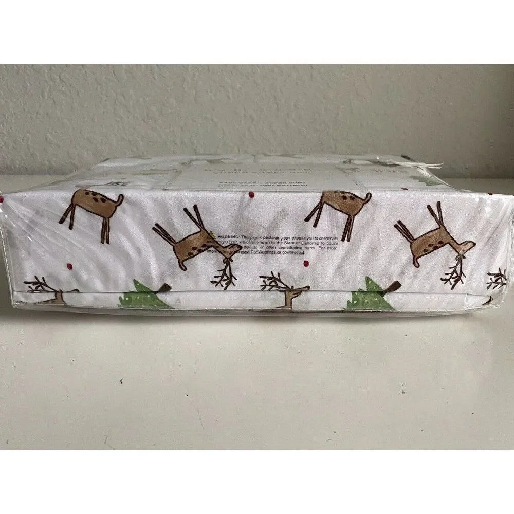 Rae Dunn Reindeer Christmas Tree Soft Queen Size Sheet‎ Set Holiday 4 Piece NEW